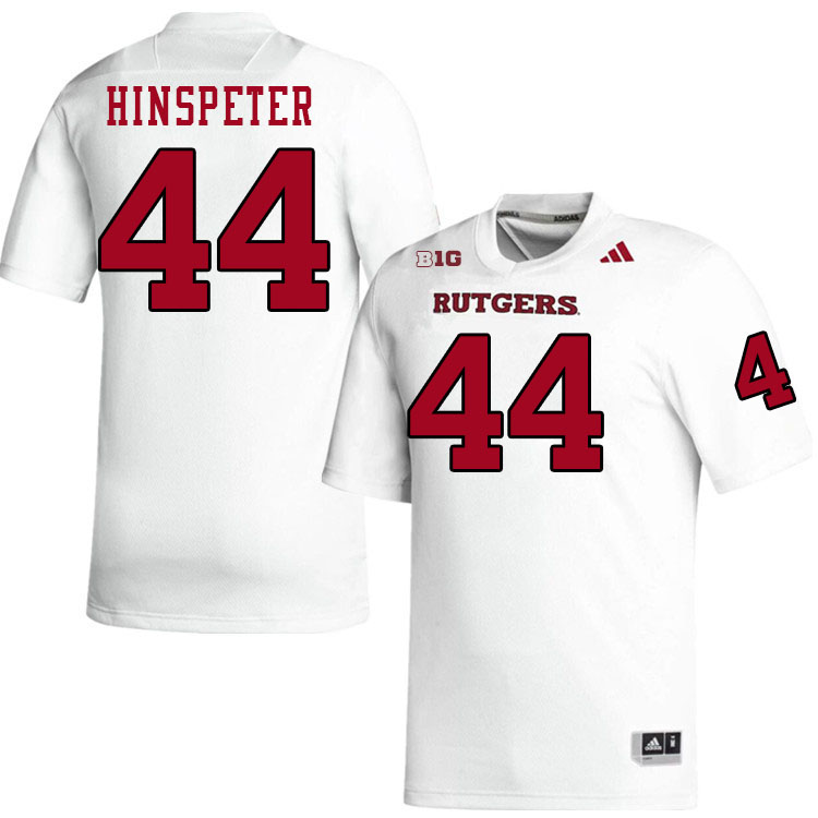Men #44 Timmy Hinspeter Rutgers Scarlet Knights 2024 College Football Jerseys Stitched-White